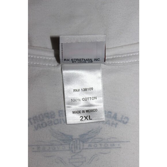 HARLEY DAVIDSON Retro (2013) Fitted T-Shirt in White, Rhinestone Biker Tee (2XL) - Picture 3 of 8